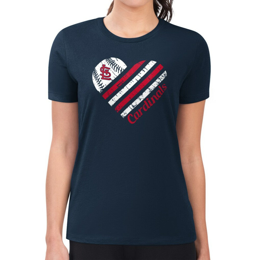 Navy St. Louis Cardinals G-III 4Her by Carl Banks Women's Super-Slim Fit Lightweight Heart Graphic T-Shirt