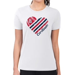 White St. Louis Cardinals G-III 4Her by Carl Banks Women's Super-Slim Fit Lightweight Heart Graphic T-Shirt