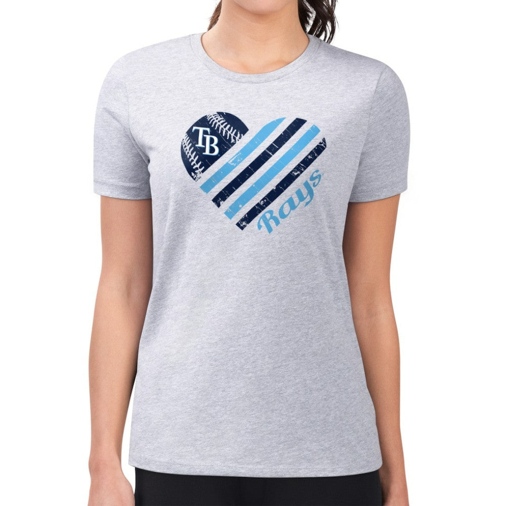 Heather Gray Tampa Bay Rays G-III 4Her by Carl Banks Women's Super-Slim Fit Lightweight Heart Graphic T-Shirt