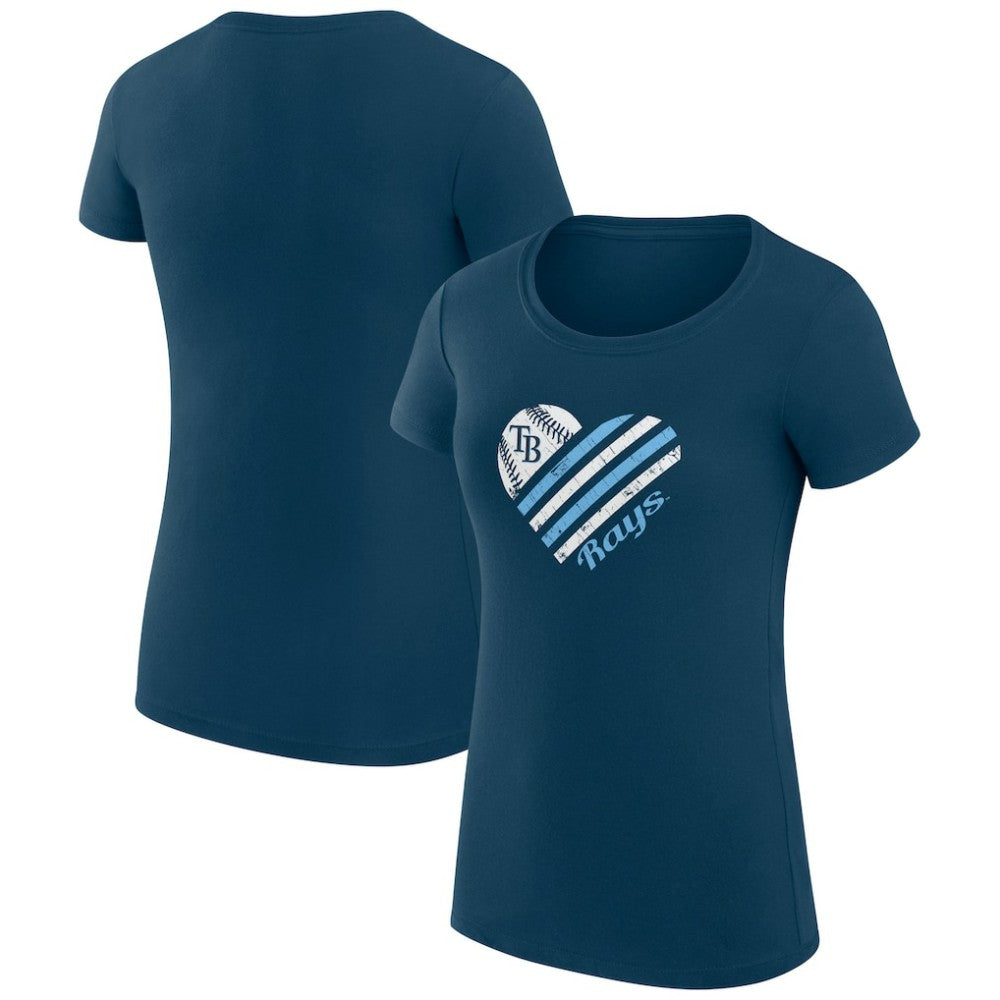 Navy Tampa Bay Rays G-III 4Her by Carl Banks Women's Super-Slim Fit Lightweight Heart Graphic T-Shirt