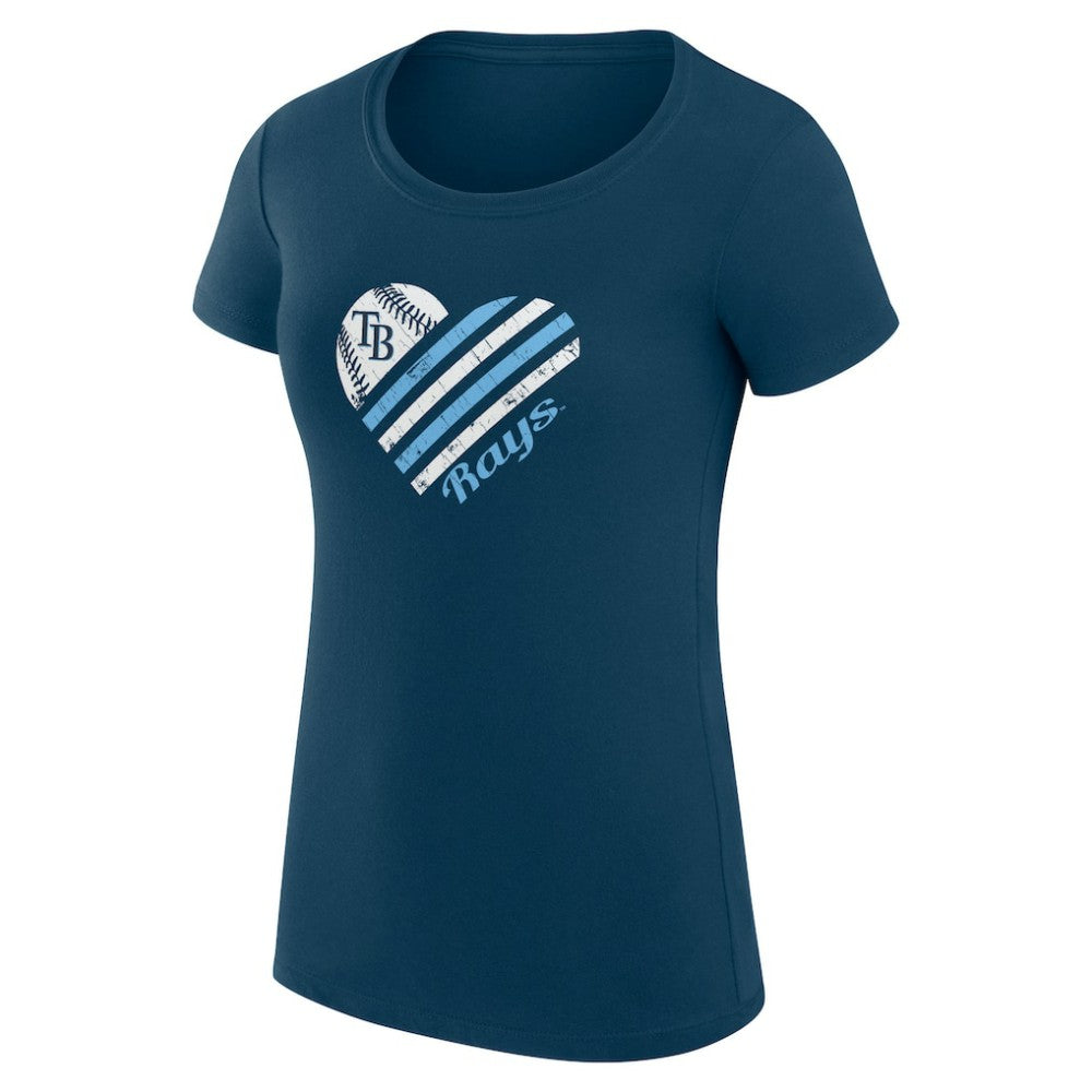 Navy Tampa Bay Rays G-III 4Her by Carl Banks Women's Super-Slim Fit Lightweight Heart Graphic T-Shirt