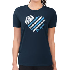 Navy Tampa Bay Rays G-III 4Her by Carl Banks Women's Super-Slim Fit Lightweight Heart Graphic T-Shirt