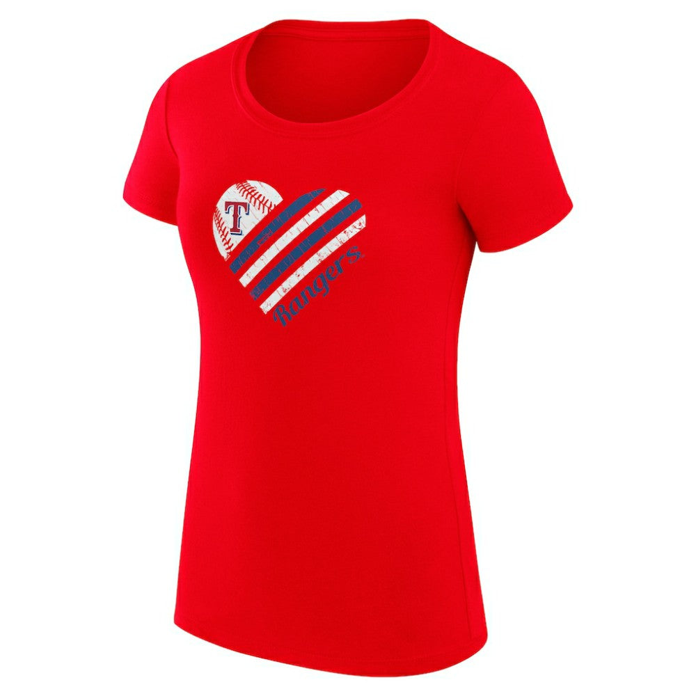 Red Texas Rangers G-III 4Her by Carl Banks Women's Super-Slim Fit Lightweight Heart Graphic T-Shirt