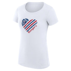 White Texas Rangers G-III 4Her by Carl Banks Women's Super-Slim Fit Lightweight Heart Graphic T-Shirt