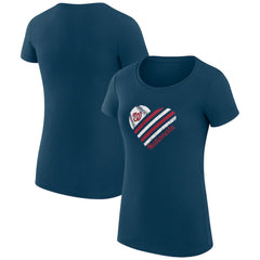Navy Washington Nationals G-III 4Her by Carl Banks Women's Super-Slim Fit Lightweight Heart Graphic T-Shirt