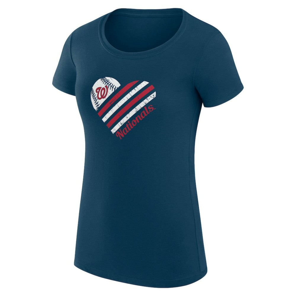 Navy Washington Nationals G-III 4Her by Carl Banks Women's Super-Slim Fit Lightweight Heart Graphic T-Shirt