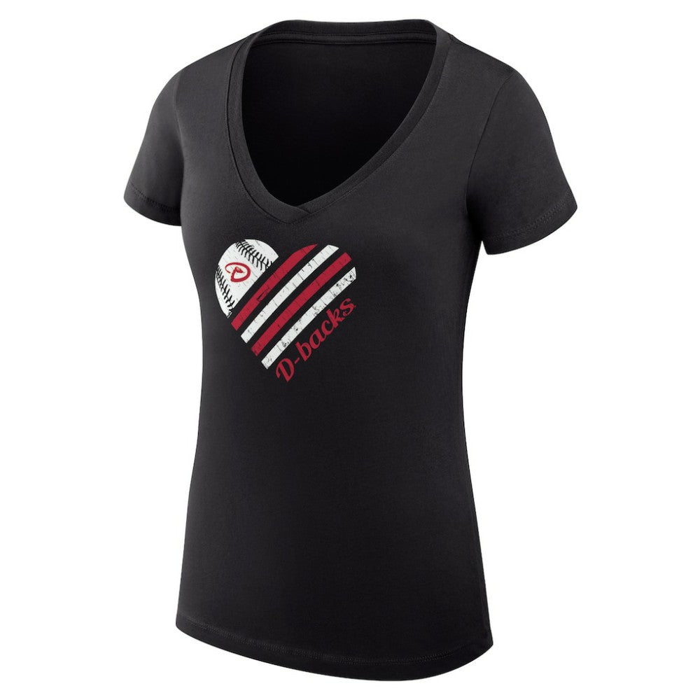 Black Arizona Diamondbacks G-III 4Her by Carl Banks Women's Super-Slim Fit Lightweight Heart V-Neck T-Shirt