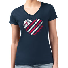 Navy Atlanta Braves G-III 4Her by Carl Banks Women's Super-Slim Fit Lightweight Heart V-Neck T-Shirt