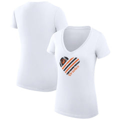 White Baltimore Orioles G-III 4Her by Carl Banks Women's Super-Slim Fit Lightweight Heart V-Neck T-Shirt