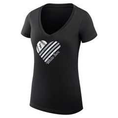 Black Chicago White Sox G-III 4Her by Carl Banks Women's Super-Slim Fit Lightweight Heart V-Neck T-Shirt