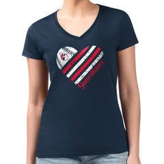 Navy Cleveland Guardians G-III 4Her by Carl Banks Women's Super-Slim Fit Lightweight Heart V-Neck T-Shirt