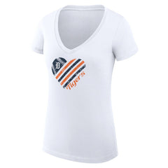 White Detroit Tigers G-III 4Her by Carl Banks Women's Super-Slim Fit Lightweight Heart V-Neck T-Shirt
