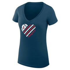 Navy Los Angeles Angels G-III 4Her by Carl Banks Women's Super-Slim Fit Lightweight Heart V-Neck T-Shirt