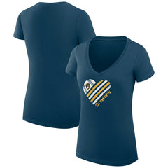 Navy Milwaukee Brewers G-III 4Her by Carl Banks Women's Super-Slim Fit Lightweight Heart V-Neck T-Shirt