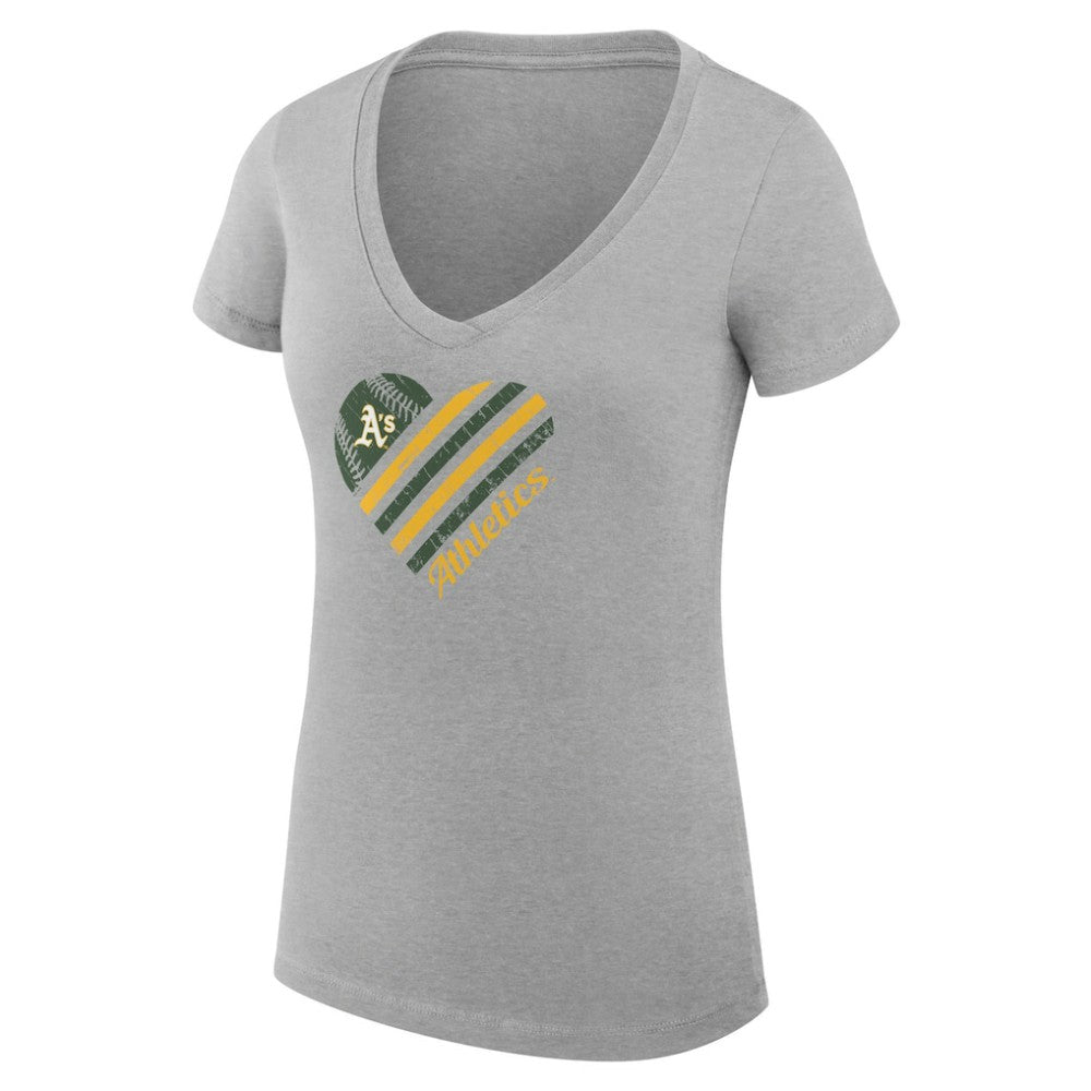 Heather Gray Athletics G-III 4Her by Carl Banks Women's Super-Slim Fit Lightweight Heart V-Neck T-Shirt