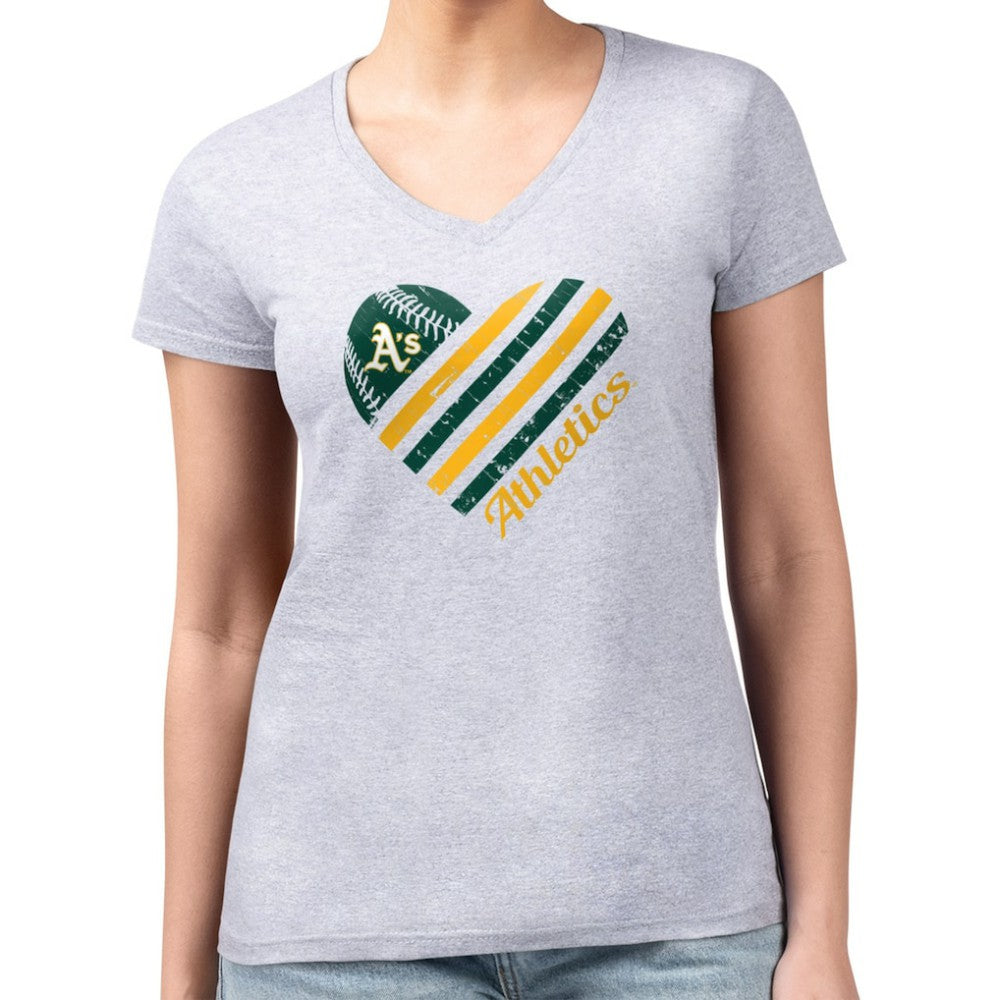 Heather Gray Athletics G-III 4Her by Carl Banks Women's Super-Slim Fit Lightweight Heart V-Neck T-Shirt