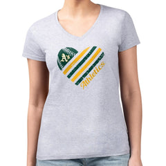 Heather Gray Athletics G-III 4Her by Carl Banks Women's Super-Slim Fit Lightweight Heart V-Neck T-Shirt