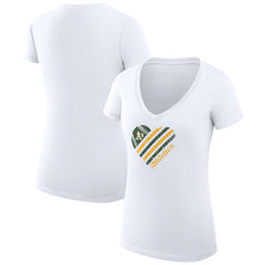 White Athletics G-III 4Her by Carl Banks Women's Super-Slim Fit Lightweight Heart V-Neck T-Shirt