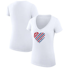 White Philadelphia Phillies G-III 4Her by Carl Banks Women's Super-Slim Fit Lightweight Heart V-Neck T-Shirt