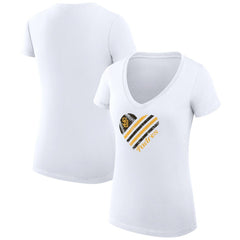 White San Diego Padres G-III 4Her by Carl Banks Women's Super-Slim Fit Lightweight Heart V-Neck T-Shirt