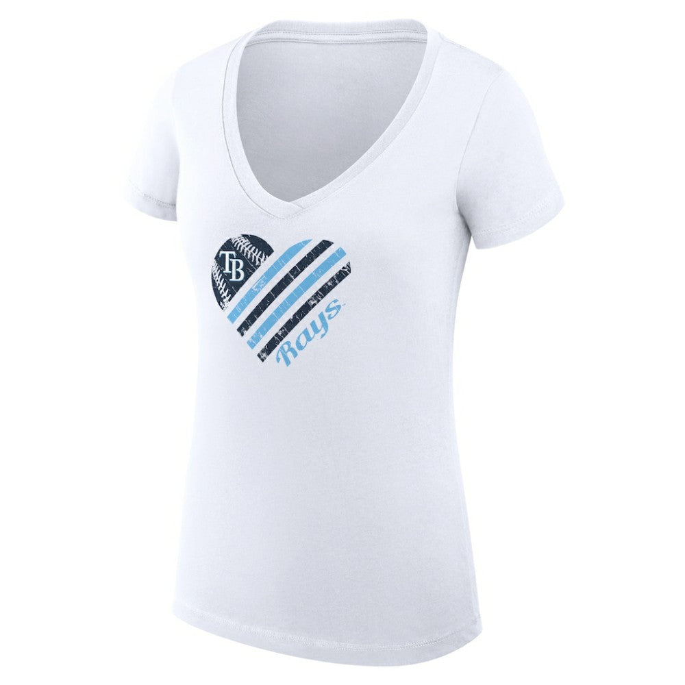 White Tampa Bay Rays G-III 4Her by Carl Banks Women's Super-Slim Fit Lightweight Heart V-Neck T-Shirt