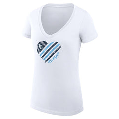 White Tampa Bay Rays G-III 4Her by Carl Banks Women's Super-Slim Fit Lightweight Heart V-Neck T-Shirt