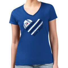 Royal Toronto Blue Jays G-III 4Her by Carl Banks Women's Super-Slim Fit Lightweight Heart V-Neck T-Shirt
