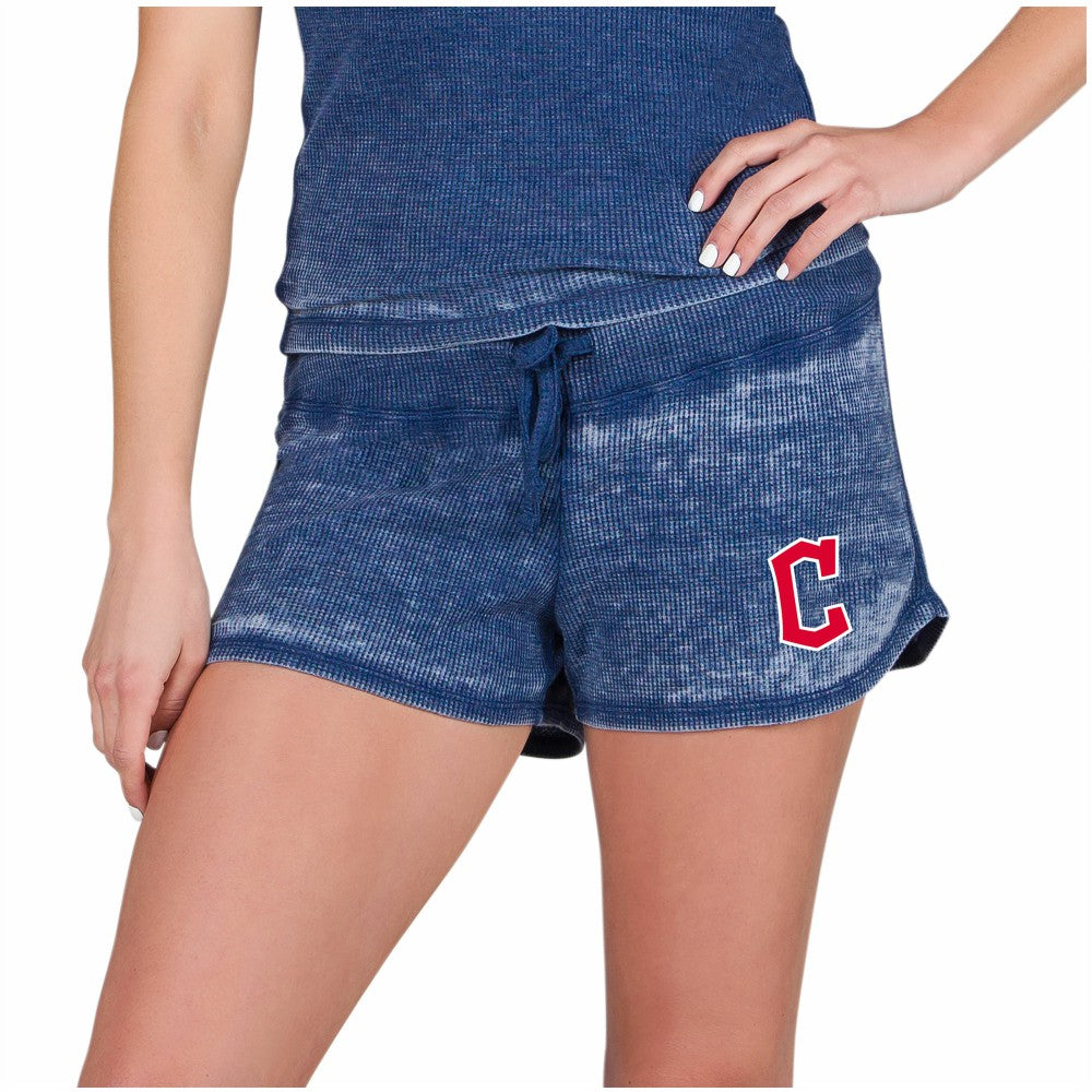 Navy Cleveland Guardians Concepts Sport Women's Resurgence Waffle Knit Shorts