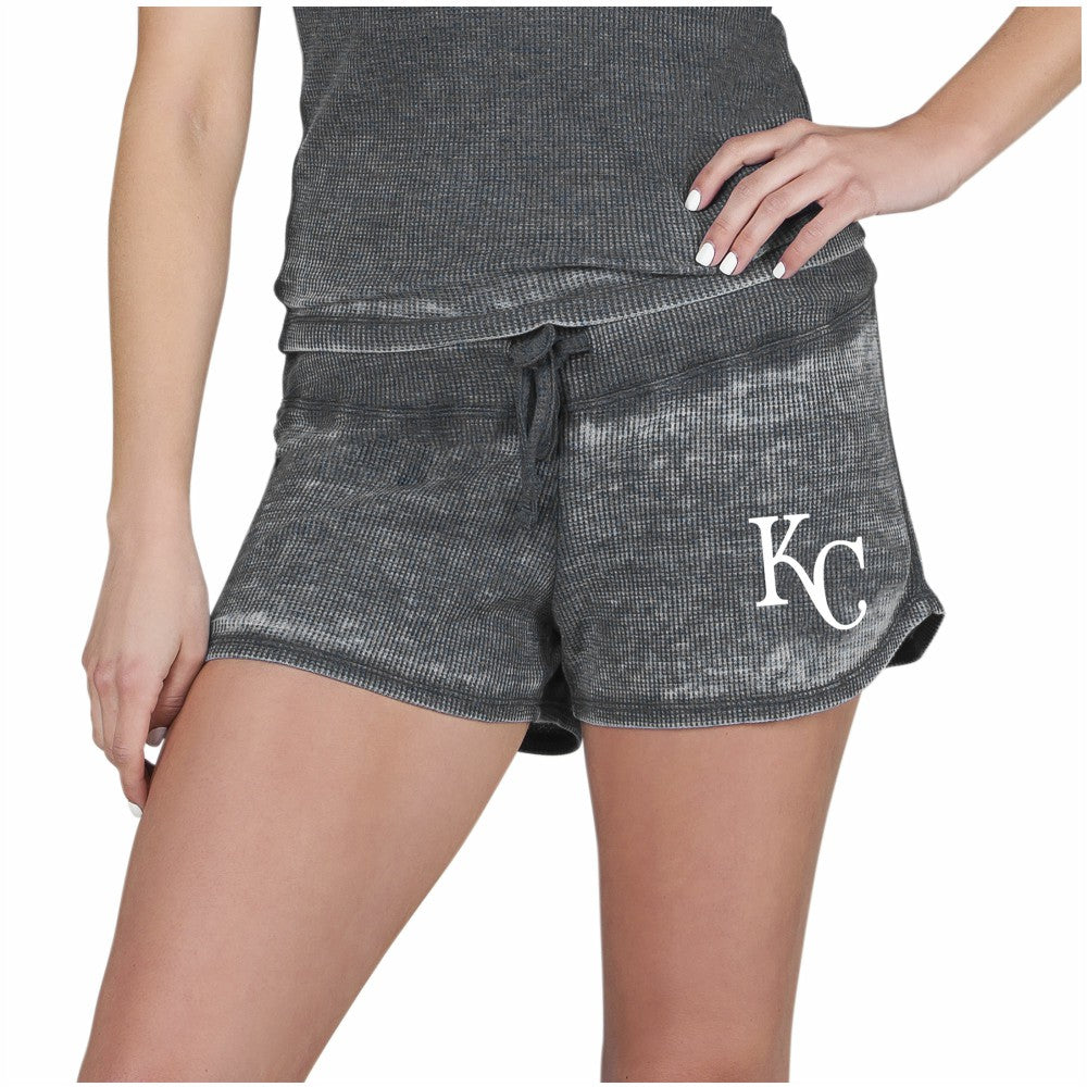 Charcoal Kansas City Royals Concepts Sport Women's Resurgence Waffle Knit Shorts