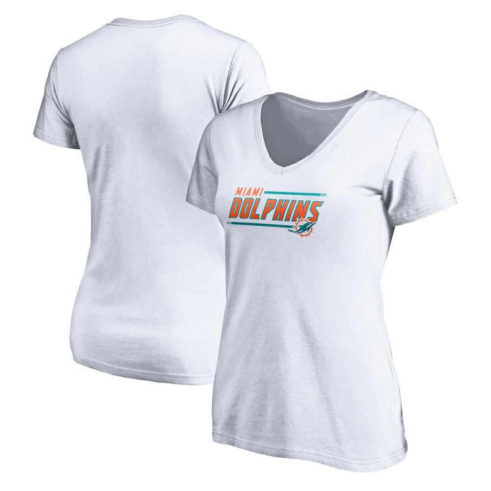 Women's Mascot In Bounds V-Neck T-Shirt - Miami Dolphins T-shirts