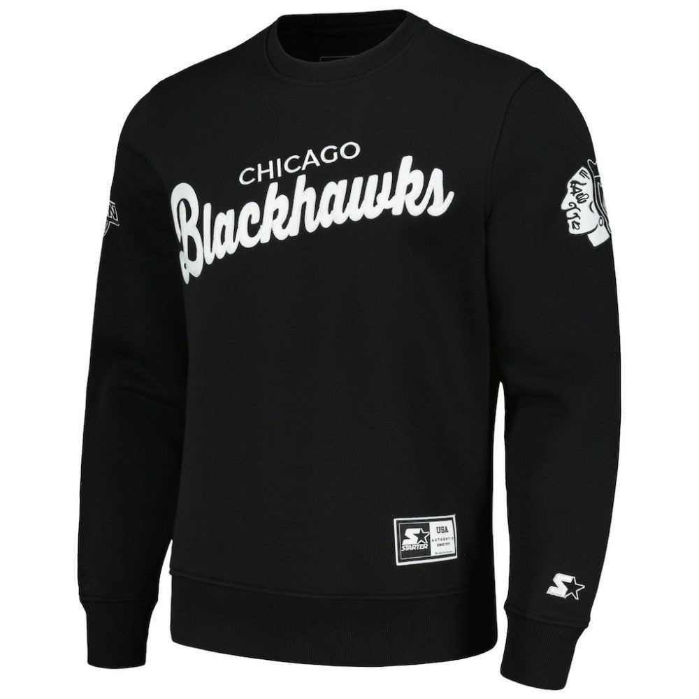NHL Chicago Blackhawks Starter x NHL Black Ice Cross Check Pullover Sweatshirt