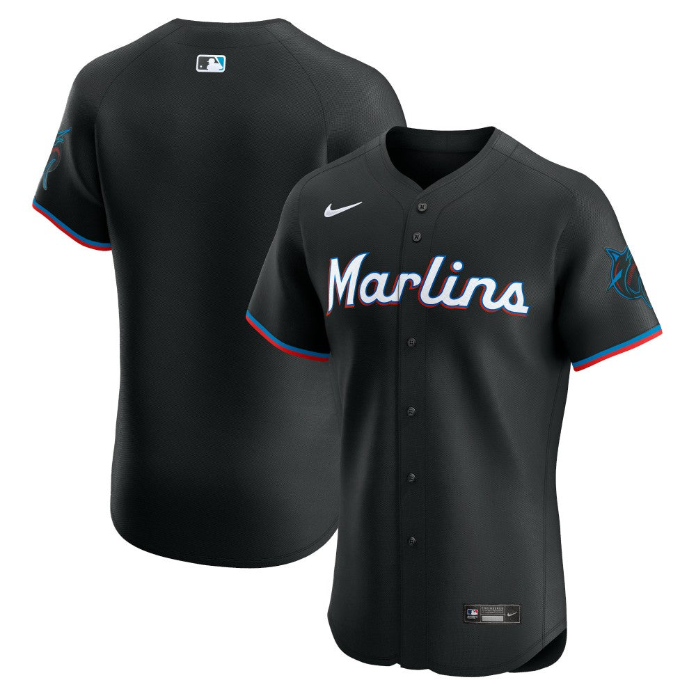 Black Miami Marlins Nike Alternate Vapor Premier Elite Patch Jersey