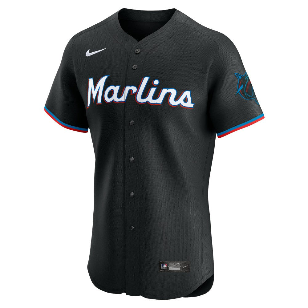 Black Miami Marlins Nike Alternate Vapor Premier Elite Patch Jersey