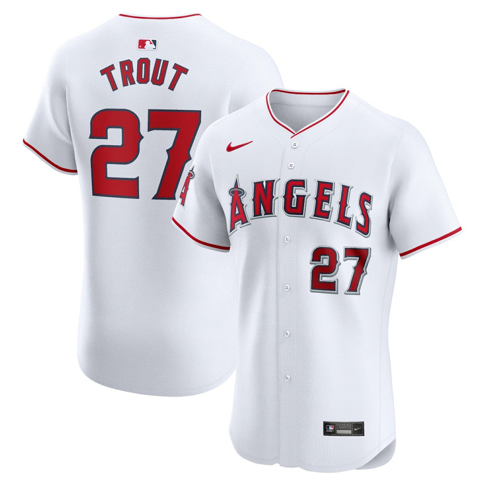 White Mike Trout Los Angeles Angels Nike Home Elite Player Jersey