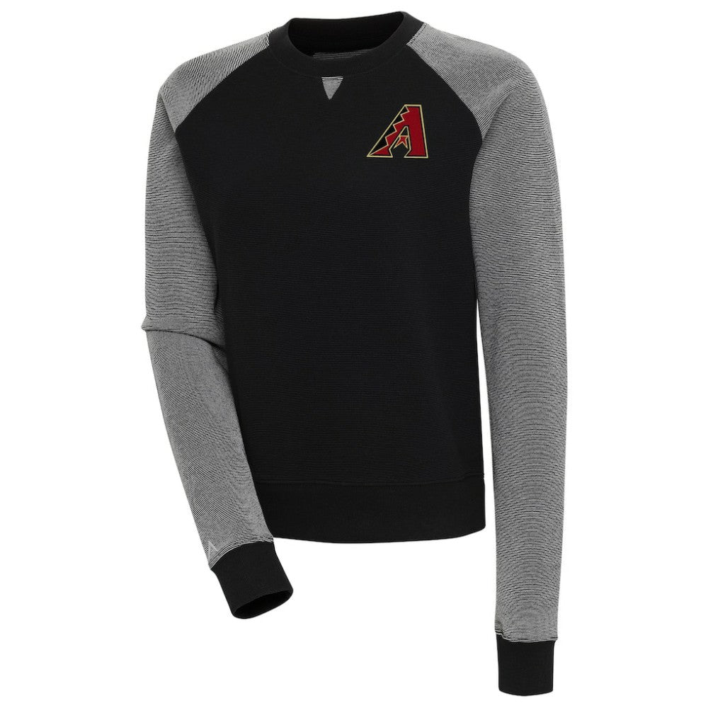 Black/White Arizona Diamondbacks Antigua Women's Flier Bunker Tri-Blend Pullover Sweatshirt