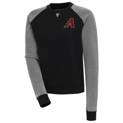 Black/White Arizona Diamondbacks Antigua Women's Flier Bunker Tri-Blend Pullover Sweatshirt