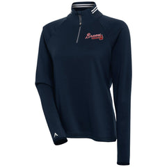 Navy Atlanta Braves Antigua Women's Milo Raglan Quarter-Zip Pullover Top