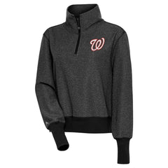 Heather Black Washington Nationals Antigua Women's Upgrade Half-Zip Pullover Top