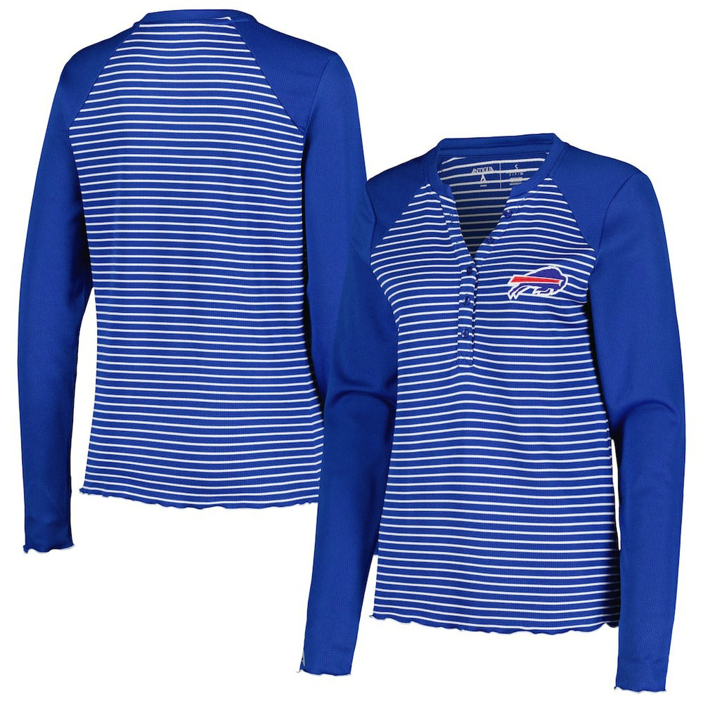 Antigua Women's Maverick Waffle Henley Long Sleeve T-Shirt - Buffalo Bills T-shirts