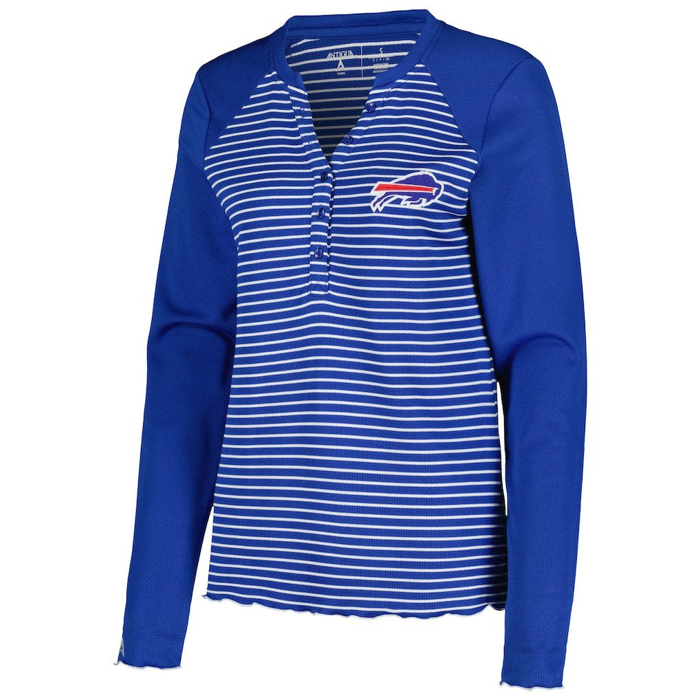 Antigua Women's Maverick Waffle Henley Long Sleeve T-Shirt - Buffalo Bills T-shirts