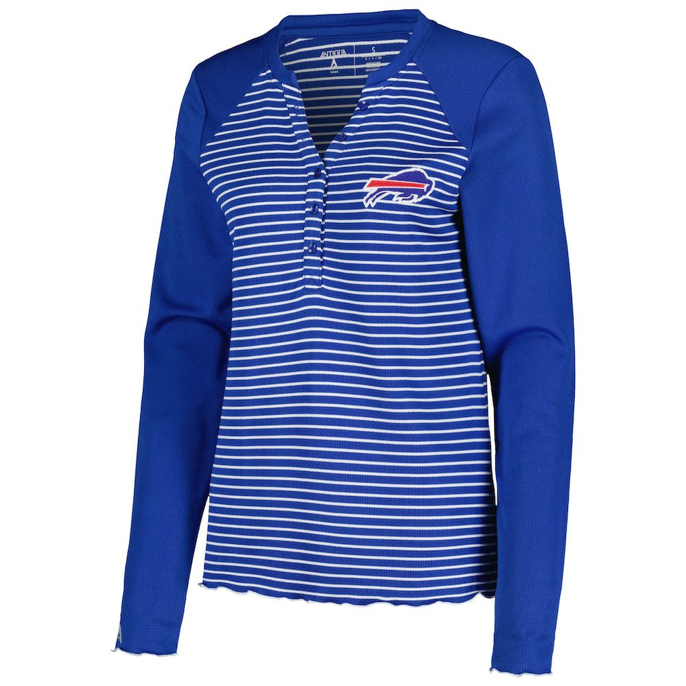 Antigua Women's Maverick Waffle Henley Long Sleeve T-Shirt - Buffalo Bills T-shirts