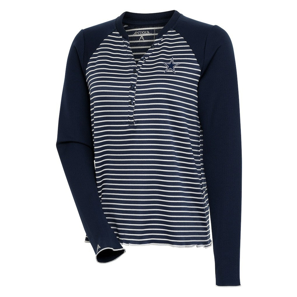 Antigua Women's Maverick Waffle Henley Long Sleeve T-Shirt - Dallas Cowboys T-shirts