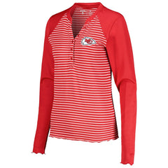 Antigua Women's Maverick Waffle Henley Long Sleeve T-Shirt - Kansas City Chiefs T-shirts