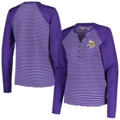 Antigua Women's Maverick Waffle Henley Long Sleeve T-Shirt - Minnesota Vikings T-shirts