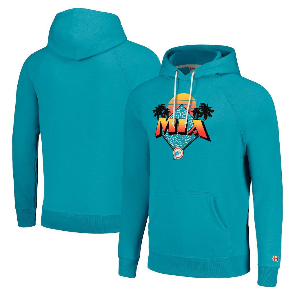 Homage Unisex Hyperlocal Raglan Pullover Hoodie - Miami Dolphins Hoodies