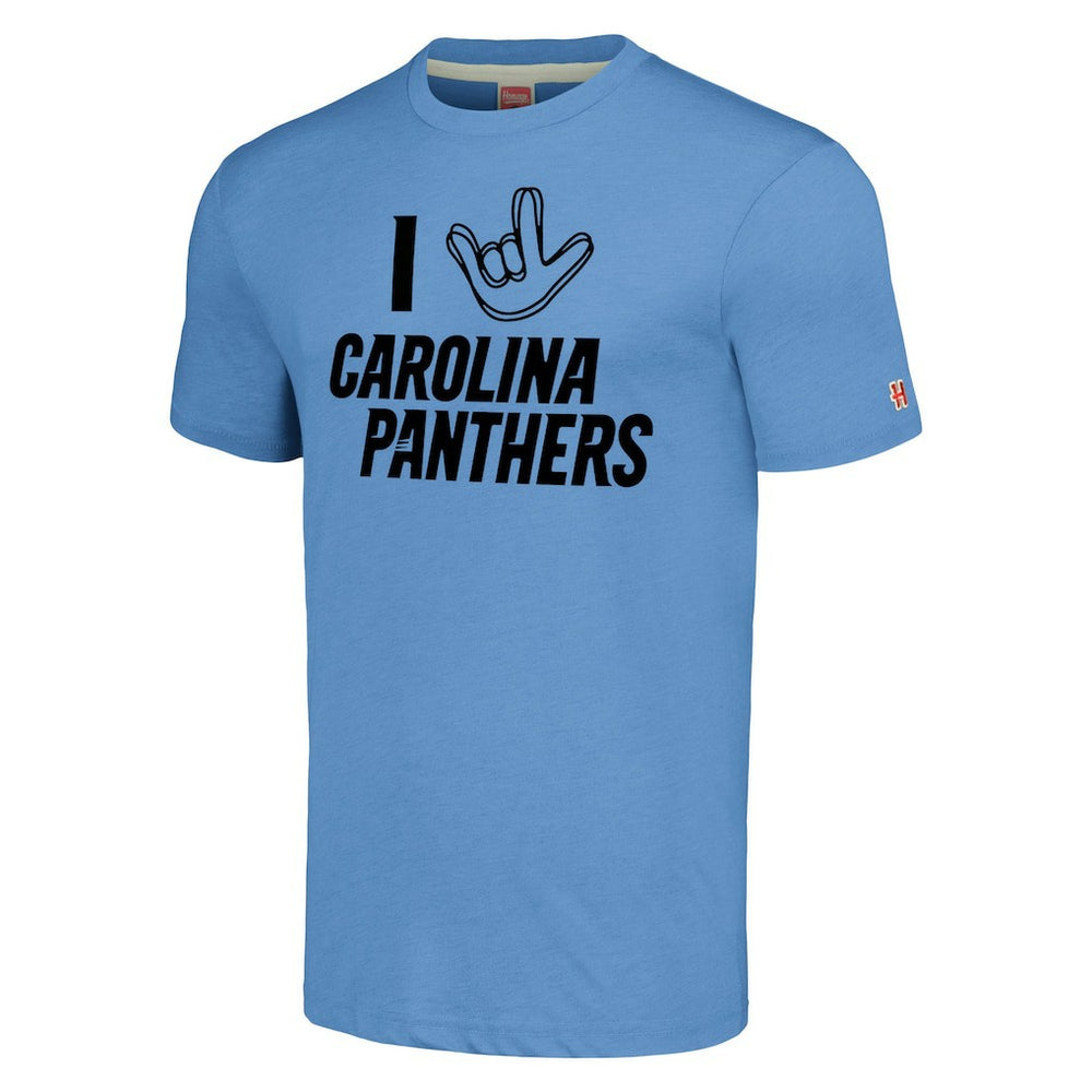 Homage Unisex The NFL ASL Collection by Love Sign Tri-Blend T-Shirt - Carolina Panthers T-shirts
