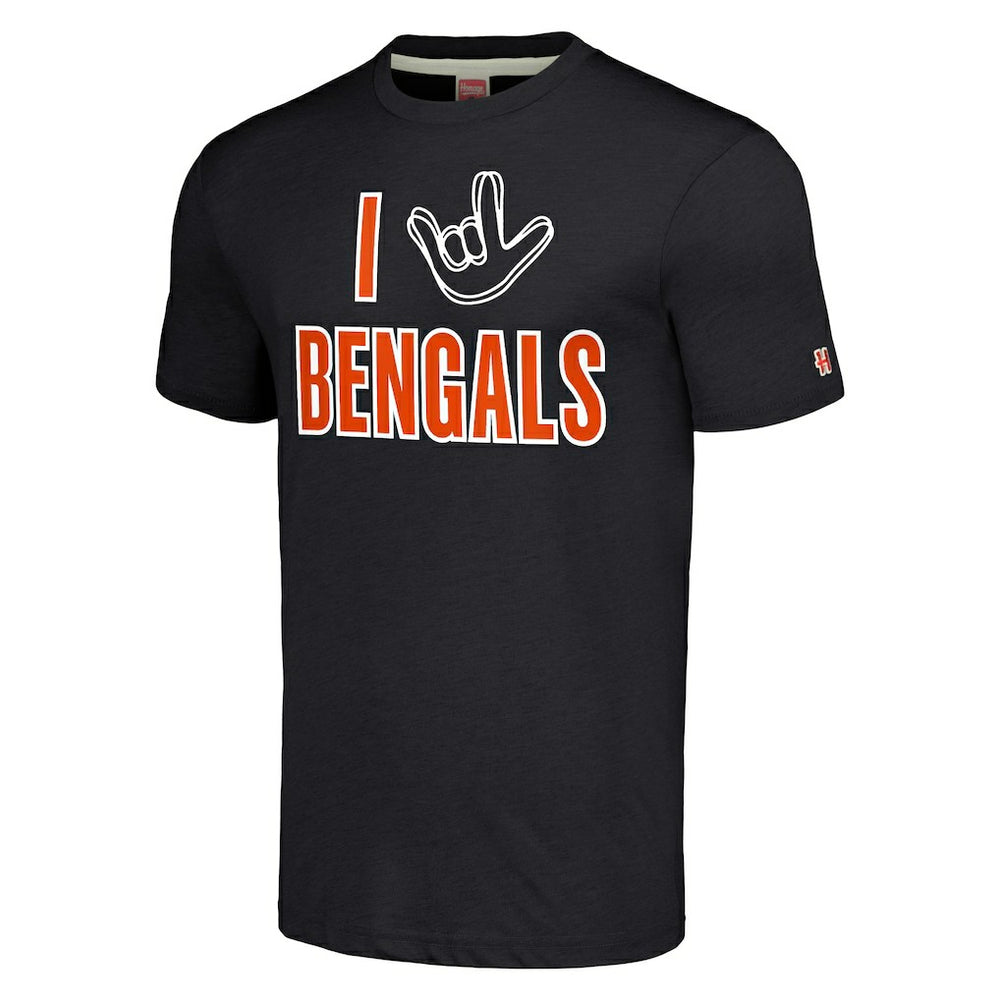 Homage Unisex The NFL ASL Collection by Love Sign Tri-Blend T-Shirt - Cincinnati Bengals T-shirts
