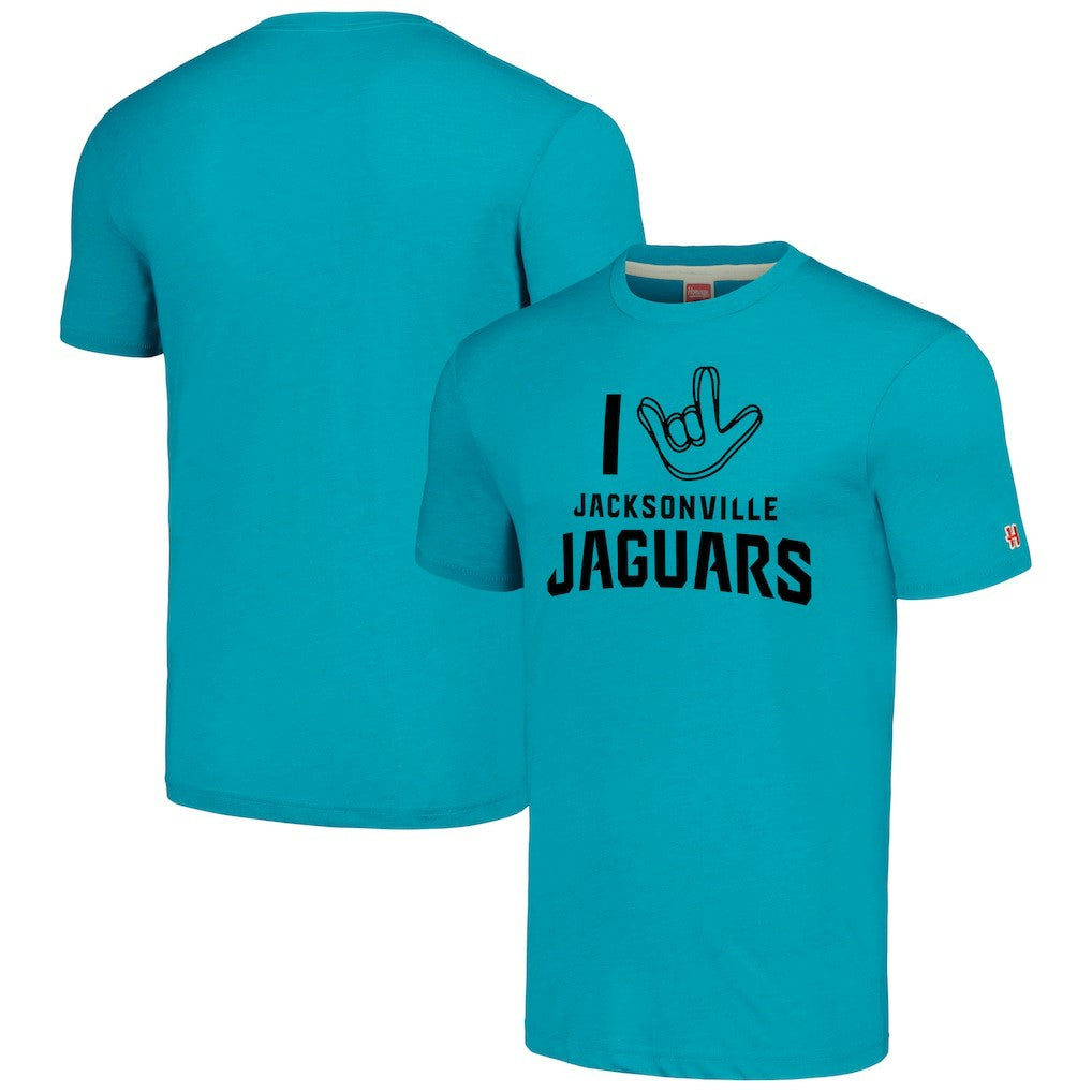 Homage Unisex The NFL ASL Collection by Love Sign Tri-Blend T-Shirt - Jacksonville Jaguars T-shirts