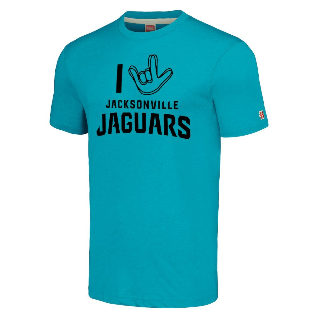 Homage Unisex The NFL ASL Collection by Love Sign Tri-Blend T-Shirt - Jacksonville Jaguars T-shirts