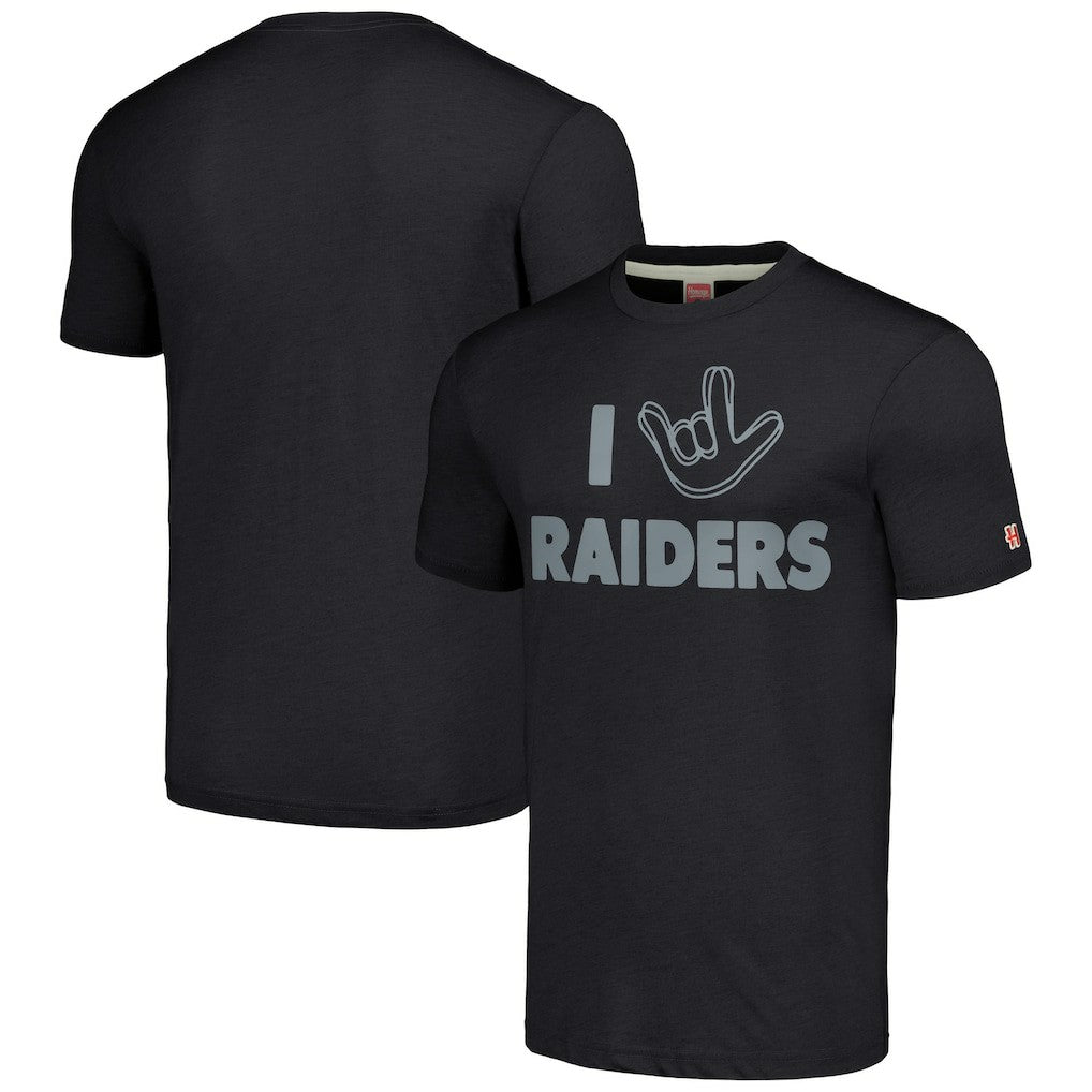 Homage Unisex The NFL ASL Collection by Love Sign Tri-Blend T-Shirt - Las Vegas Raiders T-shirts